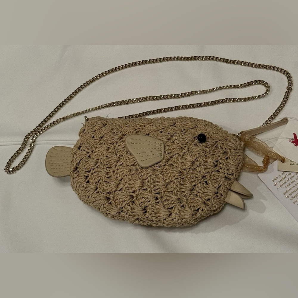 Viral TJ Maxx Raffia Fish Crossbody Bag Boho Mini Purse TikTok Trend - Picture 4 of 12
